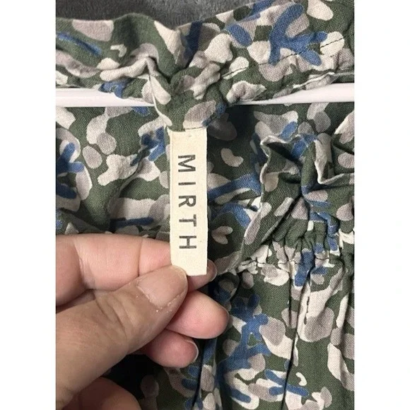 Mirth Shirt Vienna Peasant Floral Print Cotton SZ Small Sweet Pea Green Boho - Picture 5 of 9